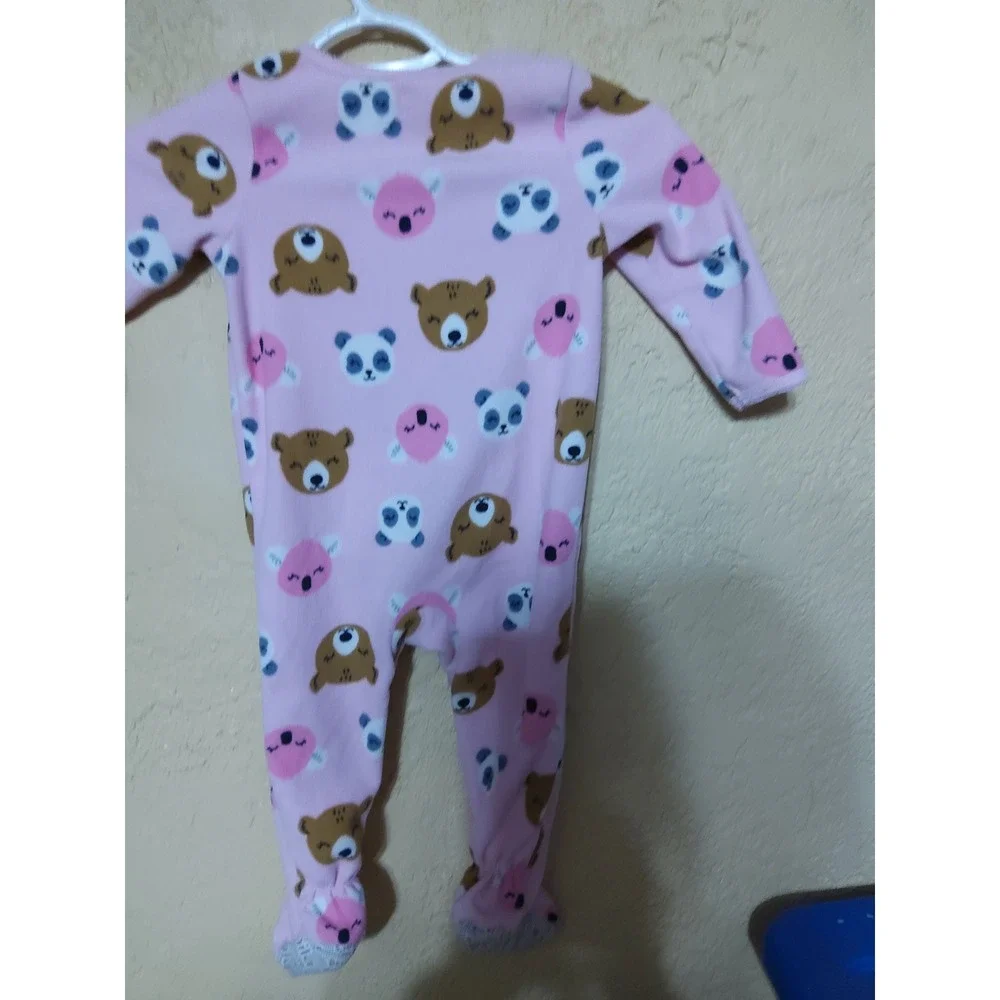 Child of Mine by Carters Baby Girls Pink Panda Bear Fleece Footed Sleeper 18M